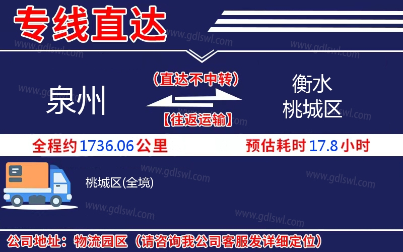 泉州到衡水桃城區物流公司