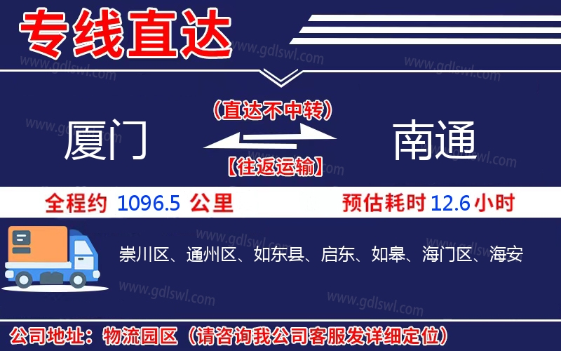 廈門到南通物流公司