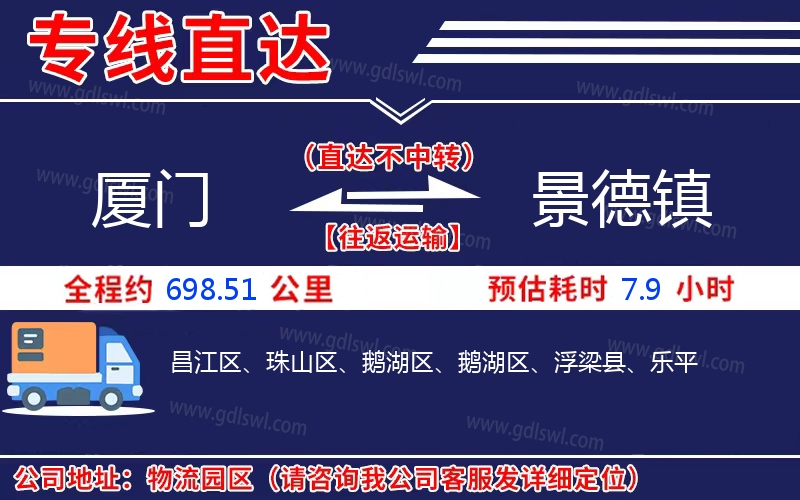 廈門到景德鎮物流公司