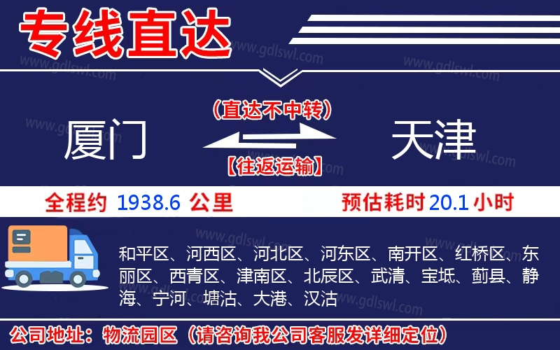 廈門(mén)到天津物流公司