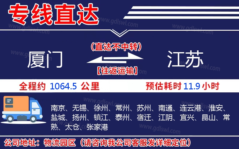 廈門到江蘇物流公司